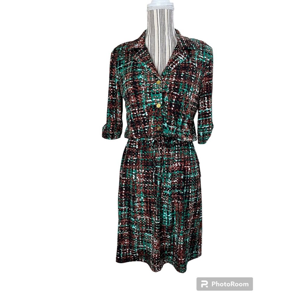 New Shelby & Palmer Colorful Sleeve Fold Tab Elastic Waist Casual Dress Size 6